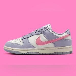 Nike Dunk Low In Indigo Haze Purple, Pink, & White Sneakers